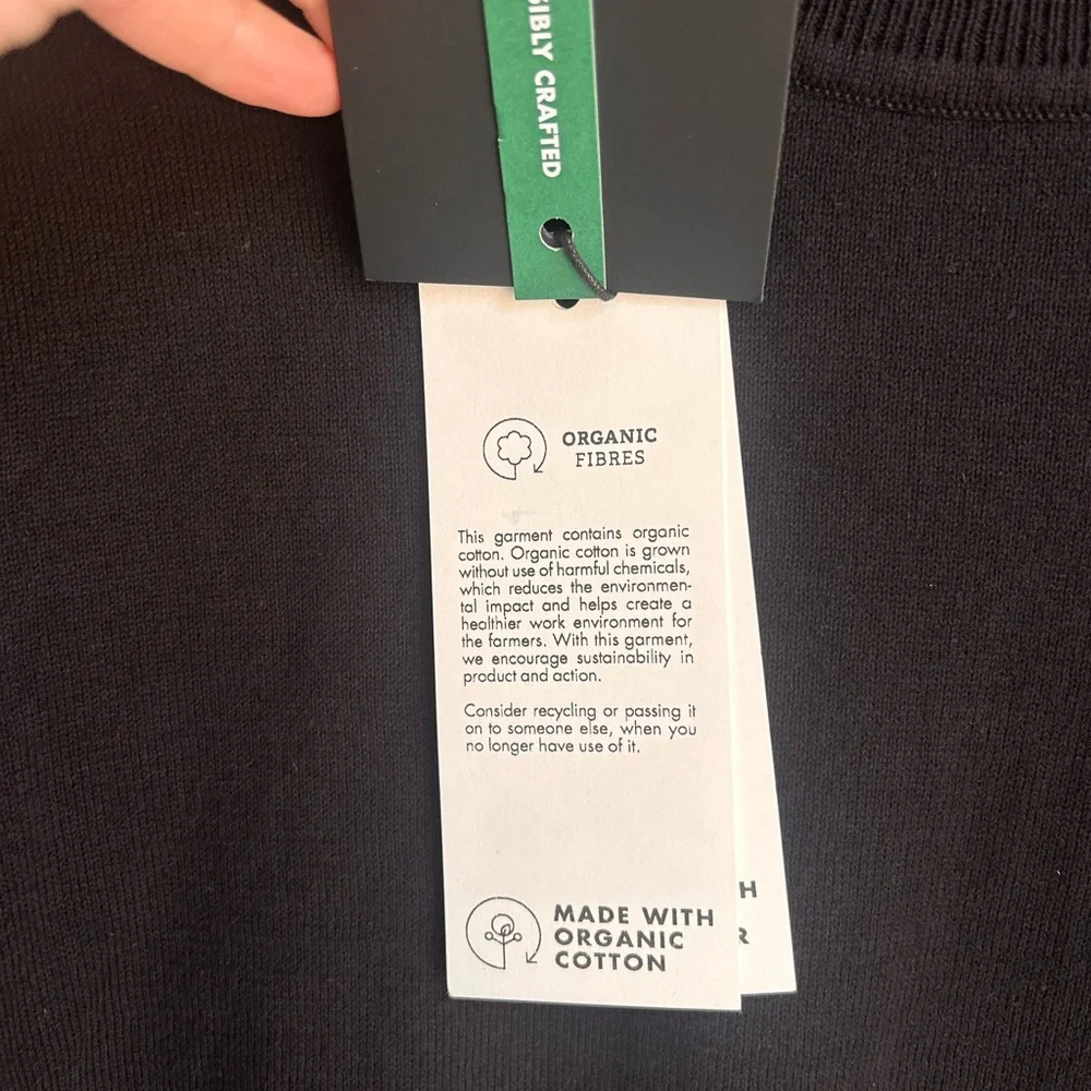 Selected Homme organic cotton Black Crewneck sweater Size XL